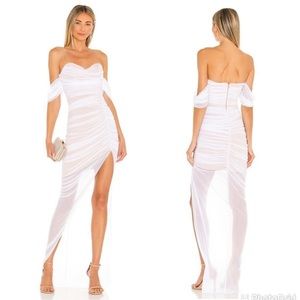 Revolve Nookie Dita Mesh Gown in White & Nude New with Tags!
